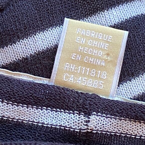 0133 Michael Kors Black White Striped Sweater Top Size L NWOT - Picture 9 of 10